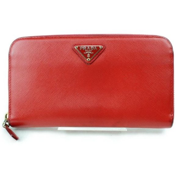 PRADA True Red Saffiano Leather XL Zip Around - Picture 1 of 8